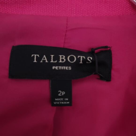 Talbots Hot Pink Womens Career Linen Blazer 2P Petite, 3 Button, 3/4 Sleeves - Picture 3 of 3